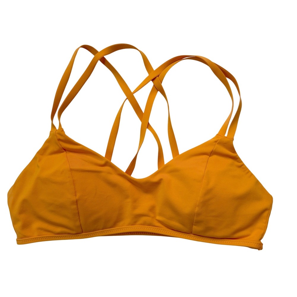 Athleta South Swell Bikini Top Size S Orange Strappy Back Swim 389415 Tangerine